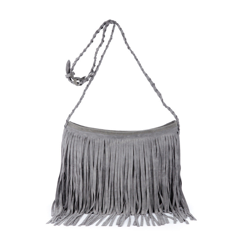 Dashingsoul Women'S Solid Color Tassel Messenger Bag