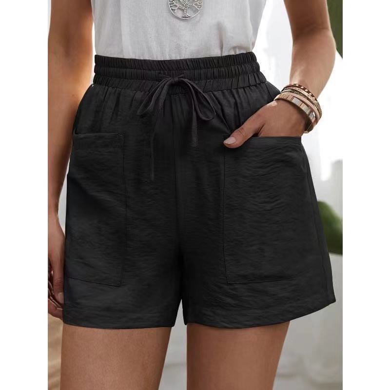 Dashingsoul Linen Solid Color Loose Plus Size High Waist Casual Shorts
