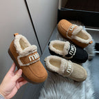 Faux Fur Suede Round Toe Slip-Ons