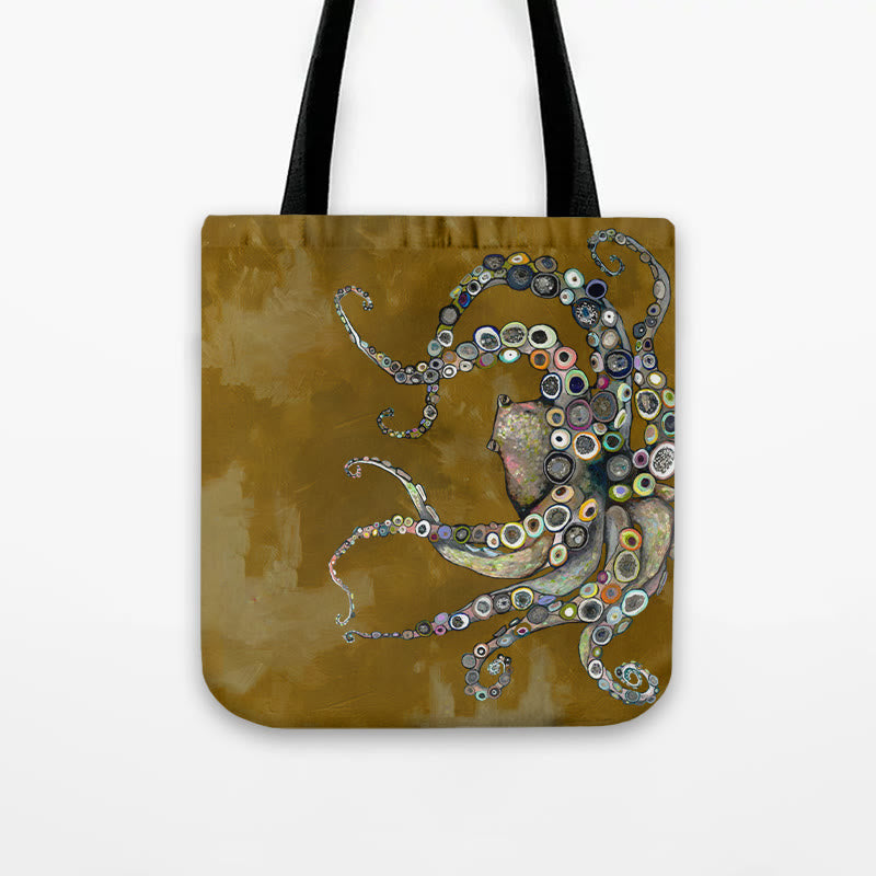 Dashingsoul Colorful Octopus Oil Painting Print Bag