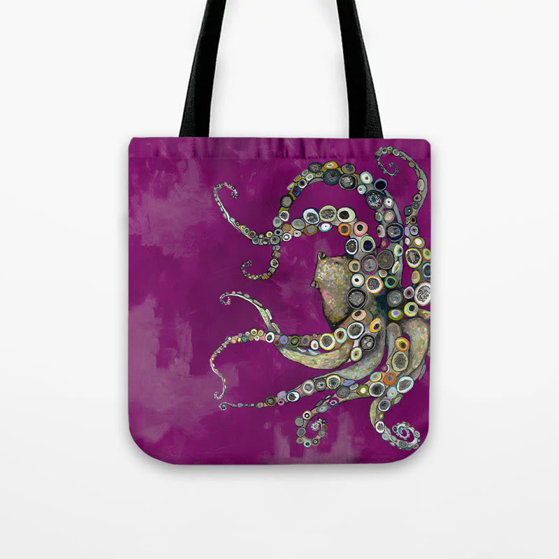 Dashingsoul Colorful Octopus Oil Painting Print Bag