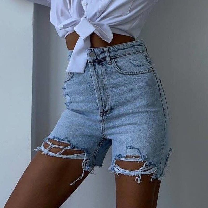 Dashingsoul Ripped Wasteland Style High Waist Denim Shorts