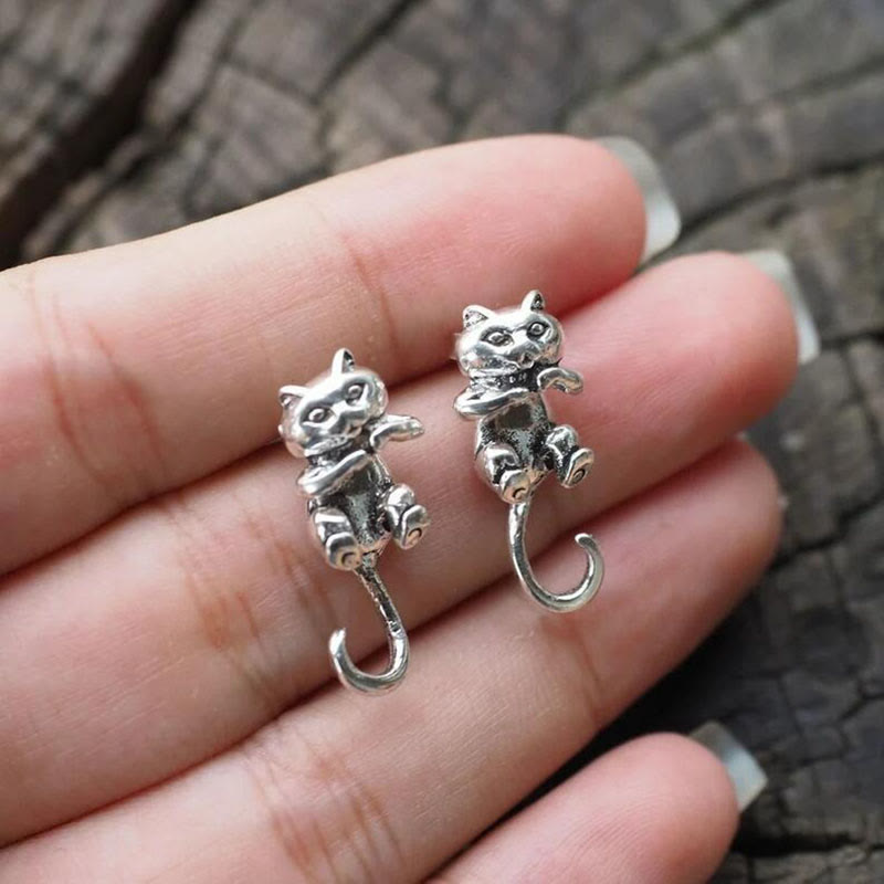 Dashingsoul Vintage Funny Kitten Earrings