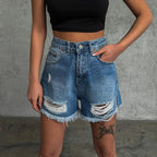 Dashingsoul High Waist Ripped Loose Casual Denim Shorts