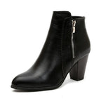 PU Leather Block Heel Boots