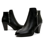 PU Leather Block Heel Boots