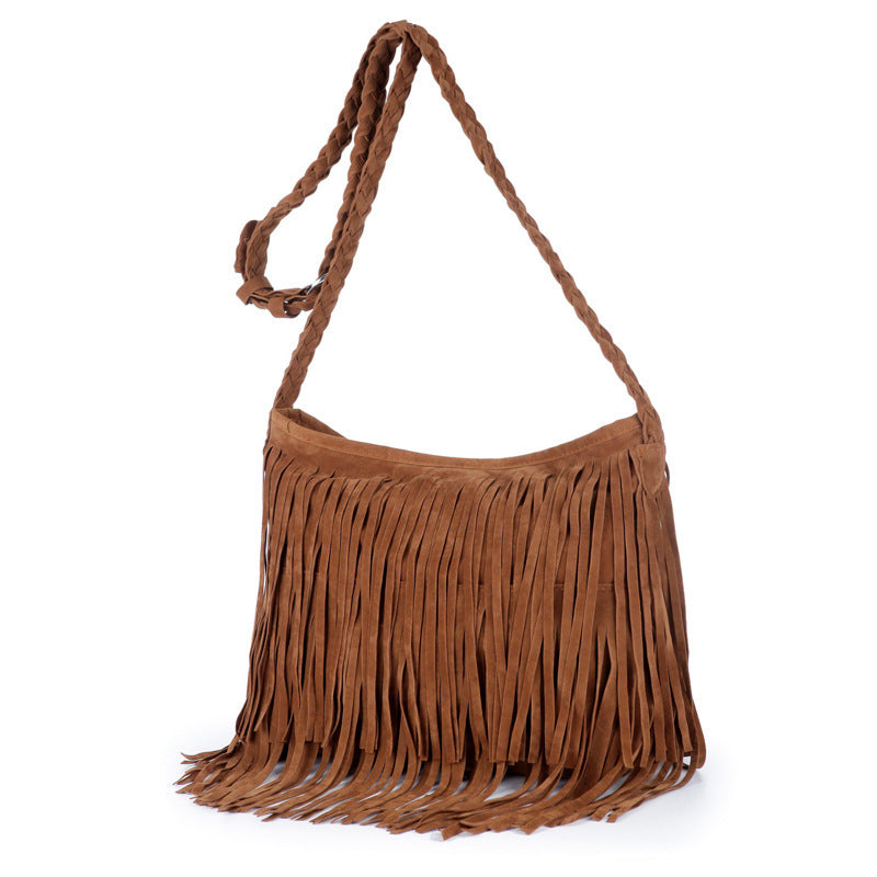 Dashingsoul Women'S Solid Color Tassel Messenger Bag
