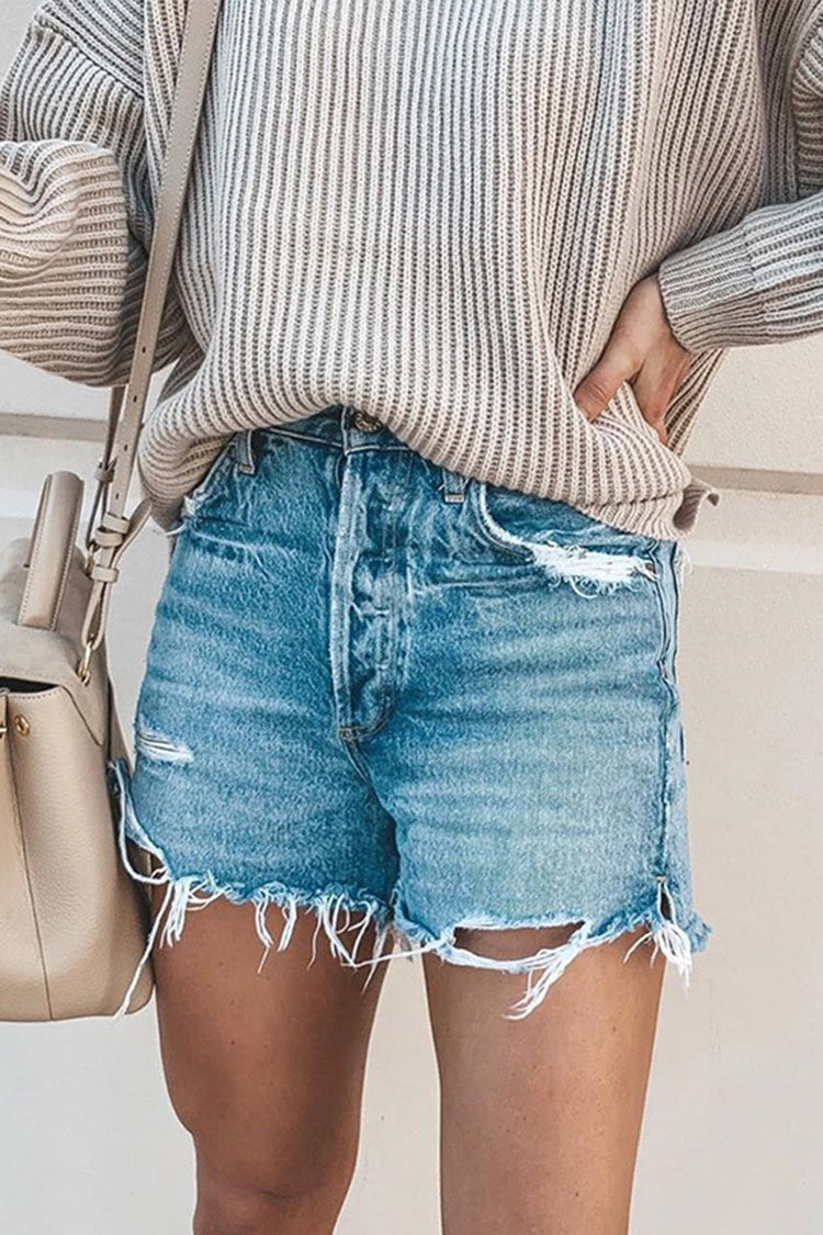 Dashingsoul Casual Fringe Jean Shorts